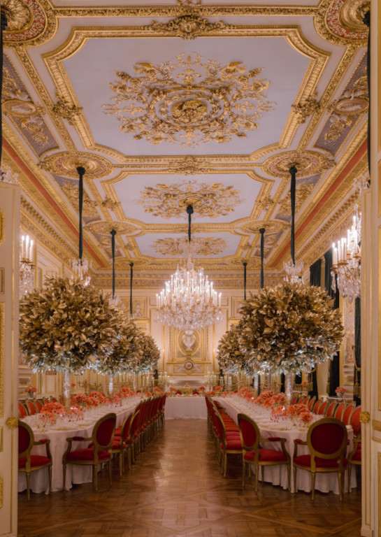 A party with anemone flowers at Hotel de la Marine, Paris | Weddings in New York | Larry Walshe Studios